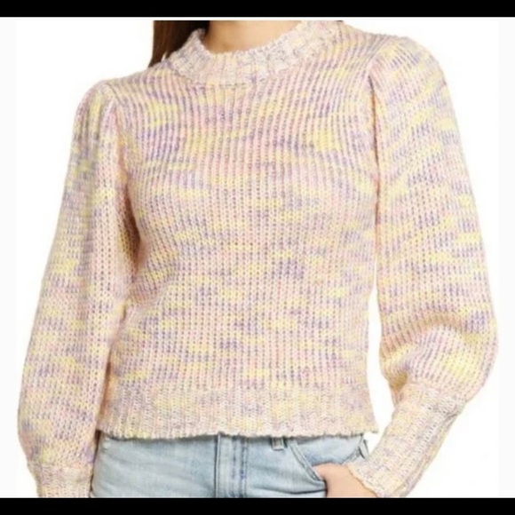 All in Favor Pink Pastel Marled Knit Ribbed Sweater Womens Medium Wool. - Picture 1 of 4